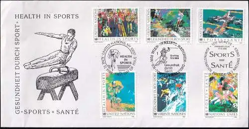UNO NEW YORK - WIEN - GENF 1988 TRIO-FDC Gesundheit durch Sport