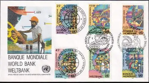 UNO NEW YORK - WIEN - GENF 1989 TRIO-FDC Weltbank