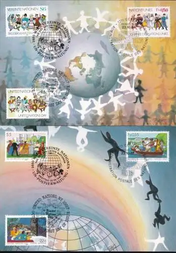 UNO NEW YORK - WIEN - GENF 1987 Trio-Maximumkarten MK/MC Tag der Vereinten Nationen