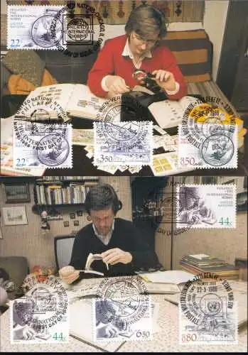 UNO NEW YORK - WIEN - GENF 1986 Trio-Maximumkarten MK/MC Briefmarkensammeln