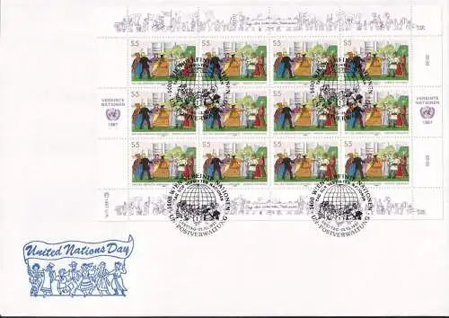 UNO WIEN 1987 Mi-Nr. 75/76 FDC Kleinbogen