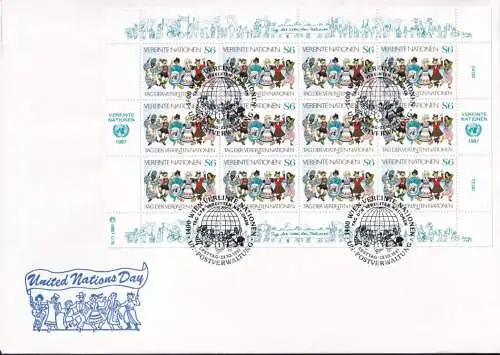 UNO WIEN 1987 Mi-Nr. 75/76 FDC Kleinbogen