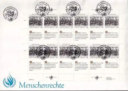 UNO WIEN 1989 Mi-Nr. 96/97 FDC Kleinbogen