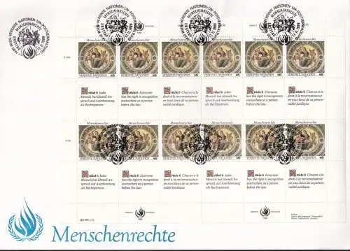 UNO WIEN 1989 Mi-Nr. 96/97 FDC Kleinbogen