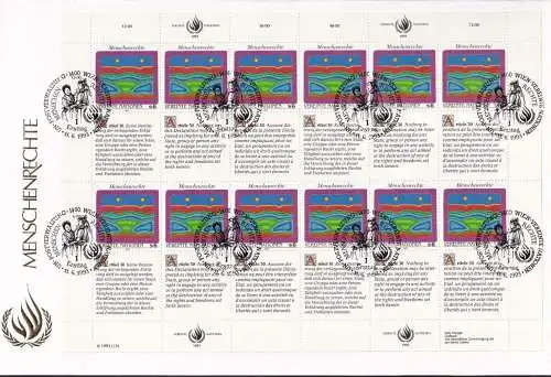 UNO WIEN 1993 Mi-Nr. 150/51 FDC Kleinbogen