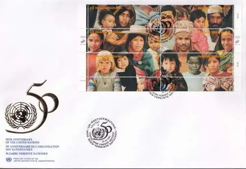 UNO WIEN 1995 Mi-Nr. 190/01 FDC Kleinbogen