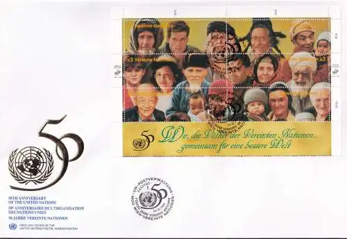 UNO WIEN 1995 Mi-Nr. 190/01 FDC Kleinbogen