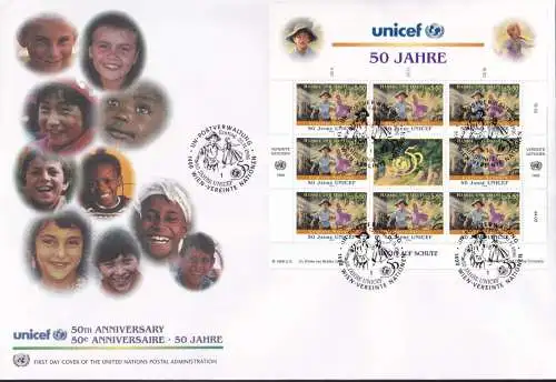 UNO WIEN 1996 Mi-Nr. 218/19 FDC Kleinbogen