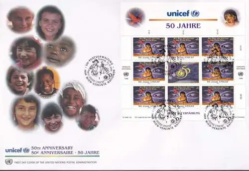 UNO WIEN 1996 Mi-Nr. 218/19 FDC Kleinbogen