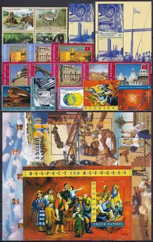 UNO NEW YORK 2000 Mi-Nr. 830/Block 20 kompletter Jahrgang/complete year set ** MNH