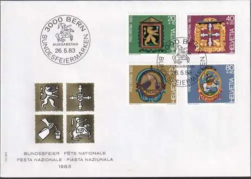 SCHWEIZ 1983 Mi-Nr. 1251/54 FDC