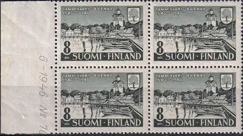 FINNLAND 1946 Mi-Nr. 333 ** MNH Viererblock Seitenrand