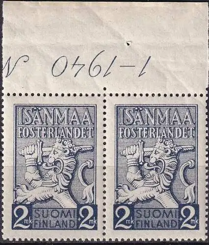 FINNLAND 1940 Mi-Nr. 226 ** MNH 2er Oberrand