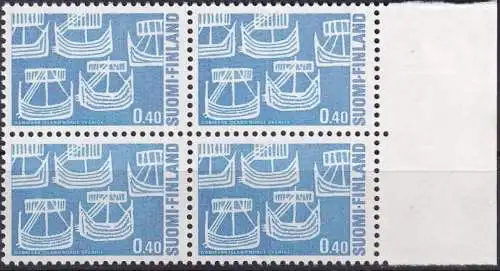 FINNLAND 1969 Mi-Nr. 654 ** MNH Randstück Viererblock