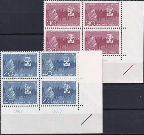 FINNLAND 1960 Mi-Nr. 517/18 ** MNH Eckrand-Viererblocks