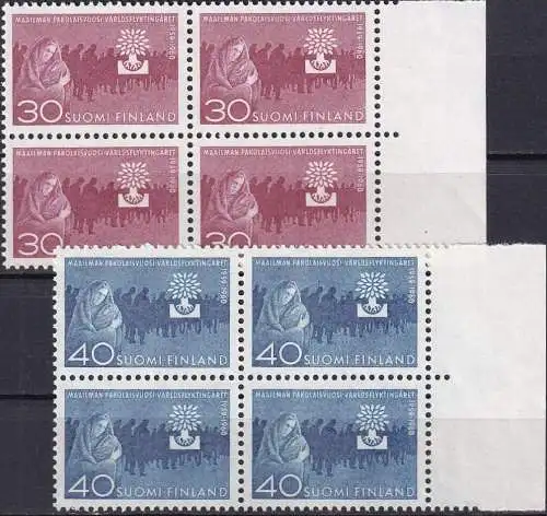 FINNLAND 1960 Mi-Nr. 517/18 ** MNH Viererblocks Randstück