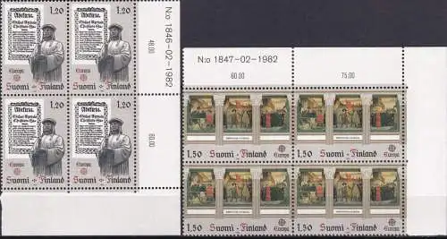 FINNLAND 1982 Mi-Nr. 899/00 ** MNH Eckrand-Viererblocks