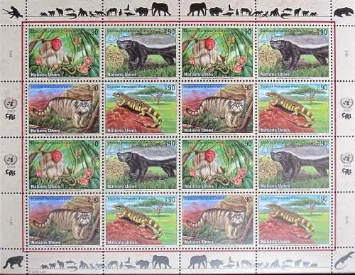 UNO GENF 2002 Mi-Nr. 434/37 Kleinbogen gefährdete Arten ** MNH