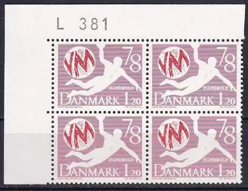 DÄNEMARK 1978 Mi-Nr. 655 ** MNH Eckrand Viererblock L381