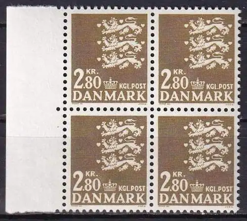 DÄNEMARK 1975 Mi-Nr. 586 ** MNH Randstück Viererblock