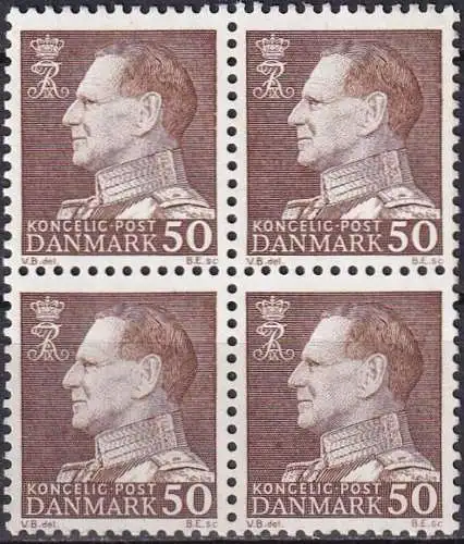 DÄNEMARK 1967 Mi-Nr. 457y ** MNH Viererblock