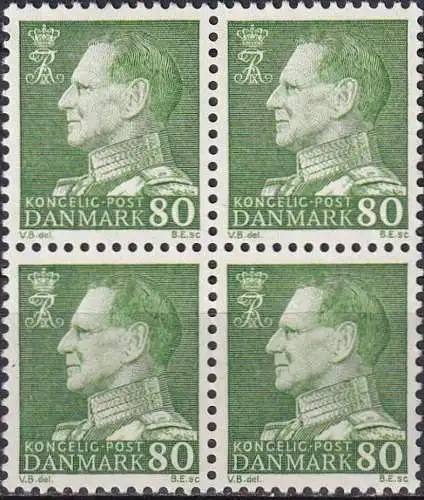 DÄNEMARK 1967 Mi-Nr. 459y ** MNH Viererblock