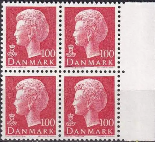 DÄNEMARK 1976 Mi-Nr. 624y ** MNH Viererblock