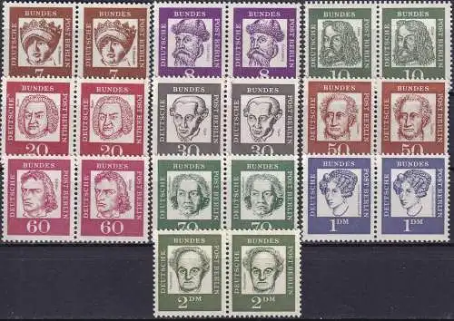 BERLIN 1961 Mi-Nr. Lot aus 199/13 ** MNH waagerechte Paare