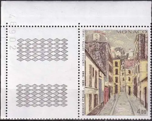 MONACO 1983 Mi-Nr. 1596 ** MNH Eckrand Leerfeld Bogennummer