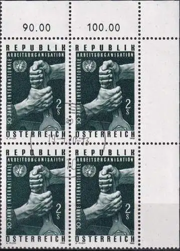 ÖSTERREICH 1969 Mi-Nr. 1305 Eckrand-Viererblock o used - aus Abo