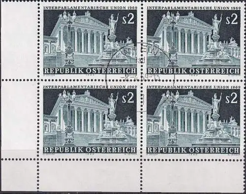 ÖSTERREICH 1969 Mi-Nr. 1290 Eckrand-Viererblock o used - aus Abo