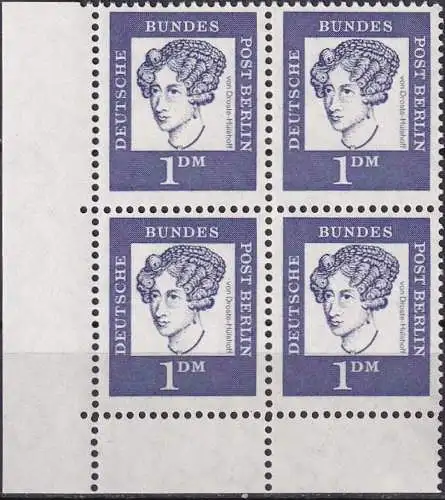 BERLIN 1961 Mi-Nr. 212 ** MNH Eckrand-Viererblock