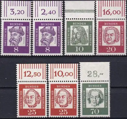 BERLIN 1961 Mi-Nr. Lot aus 199/13 ** MNH Oberrand