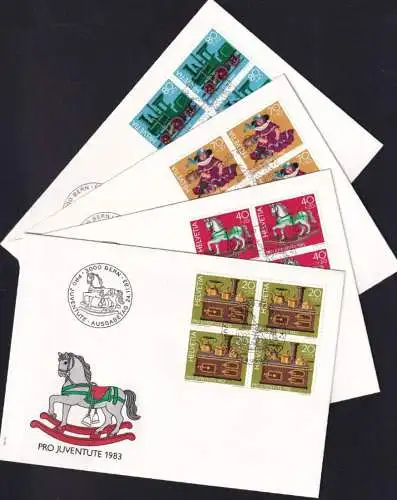SCHWEIZ 1983 Mi-Nr. 1260/63 FDC Viererblocks