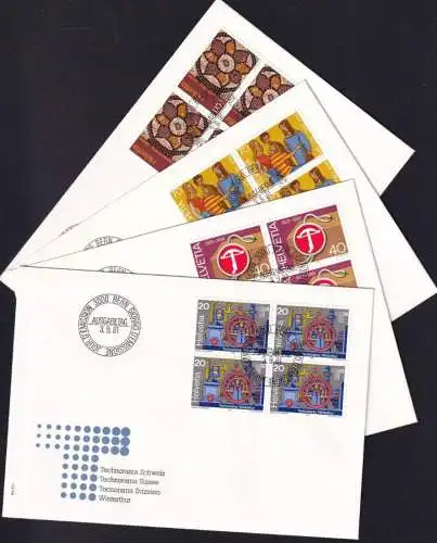 SCHWEIZ 1981 Mi-Nr. 1206/09 FDC Viererblocks