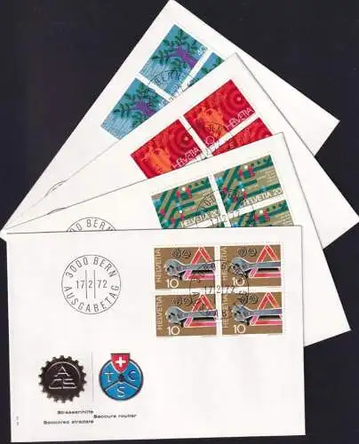 SCHWEIZ 1972 Mi-Nr. 964/67 FDC Viererblocks