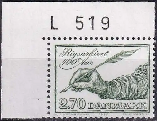 DÄNEMARK 1982 Mi-Nr. 758 ** MNH Eckrand