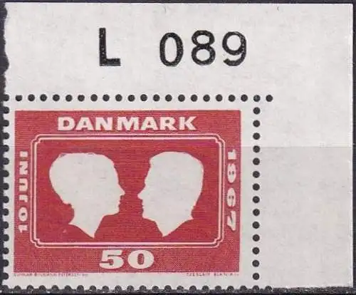 DÄNEMARK 1967 Mi-Nr. 455 ** MNH Eckrand