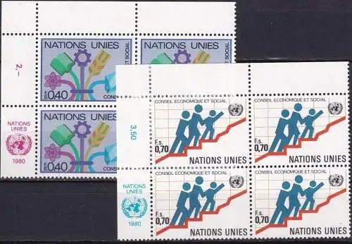 UNO GENF 1980 Mi-Nr. 94/95 Eckrand-Viererblocks ** MNH