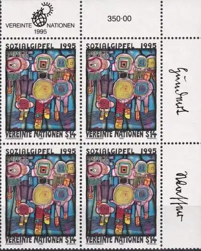 UNO WIEN 1995 Mi-Nr. 179 Eckrand-Viererblock ** MNH