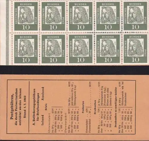 DEUTSCHLAND 1963 Mi-Nr. MH 7 b Deckel lose ** MNH