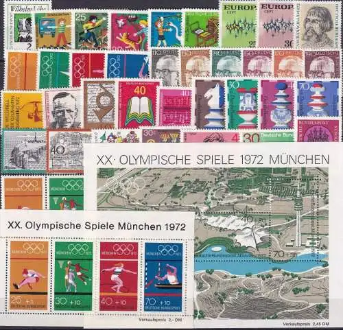 DEUTSCHLAND 1972 Mi-Nr. 710-52 Jahrgang/year set ** MNH