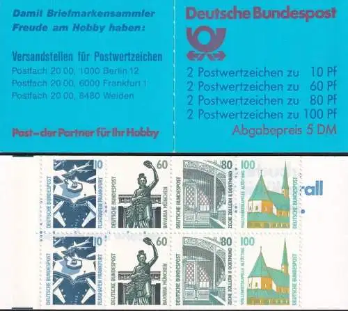 DEUTSCHLAND 1989 Mi-Nr. MH 26 Markenheft/booklet ** MNH