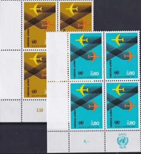 UNO GENF 1978 Mi-Nr. 76/77 Eckrand-Viererblocks ** MNH