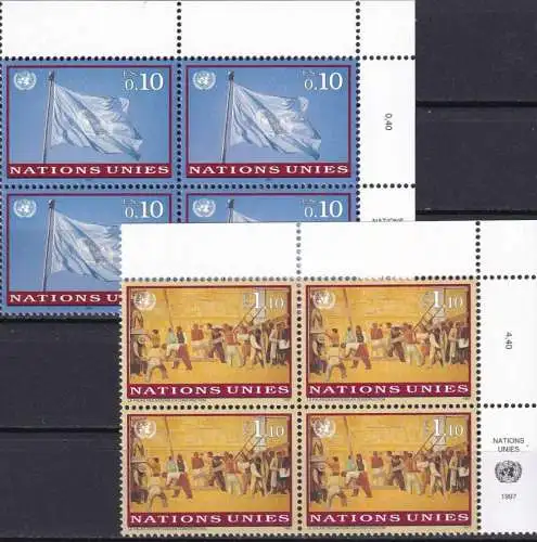 UNO GENF 1997 Mi-Nr. 303/04 Eckrand-Viererblocks ** MNH