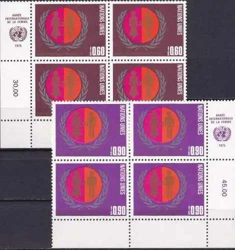 UNO GENF 1975 Mi-Nr. 48/49 Viererblocks ** MNH