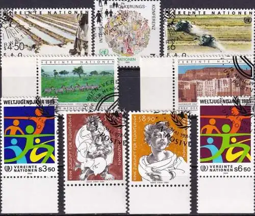 UNO WIEN 1984 Mi-Nr. 38-46 kompletter Jahrgang/complete year set o used - aus Abo