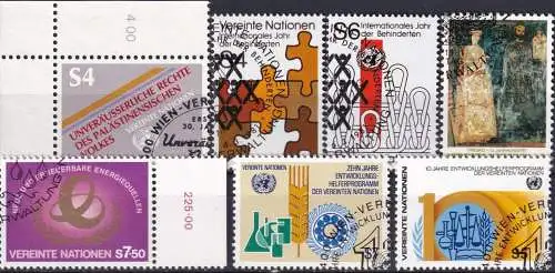 UNO WIEN 1981 Mi-Nr. 16-22 kompletter Jahrgang/complete year set o used - aus Abo