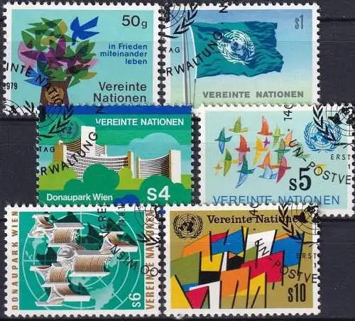 UNO WIEN 1979 Mi-Nr. 1-6 kompletter Jahrgang/complete year set o used - aus Abo