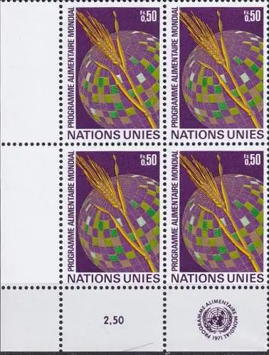 UNO GENF 1971 Mi-Nr. 17 Eckrand-Viererblock ** MNH